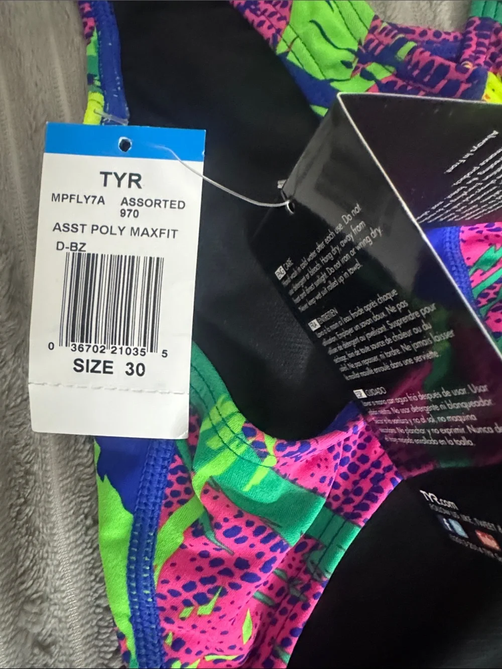 TYR Girls Neon Pink Blue Green One-Piece Swimsuit
